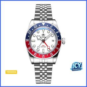 Stainless Steel GMT Dive Watch Water Resistant 200 Meters